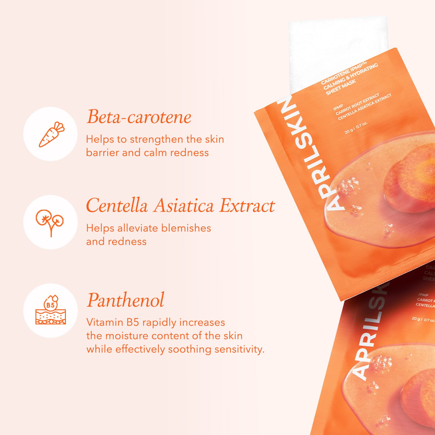 Aprilskin skincare Carrotene IPMP™ Calming & Hydrating Sheet Mask
