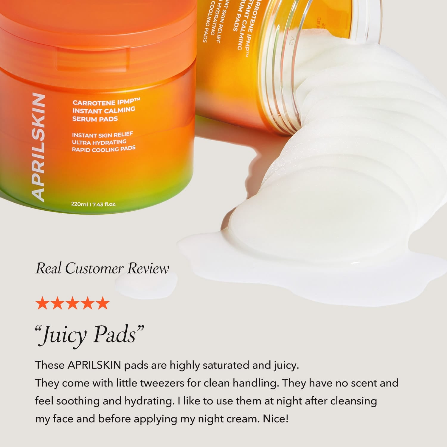 Aprilskin skincare Carrotene IPMP™ Instant Calming Serum Pads