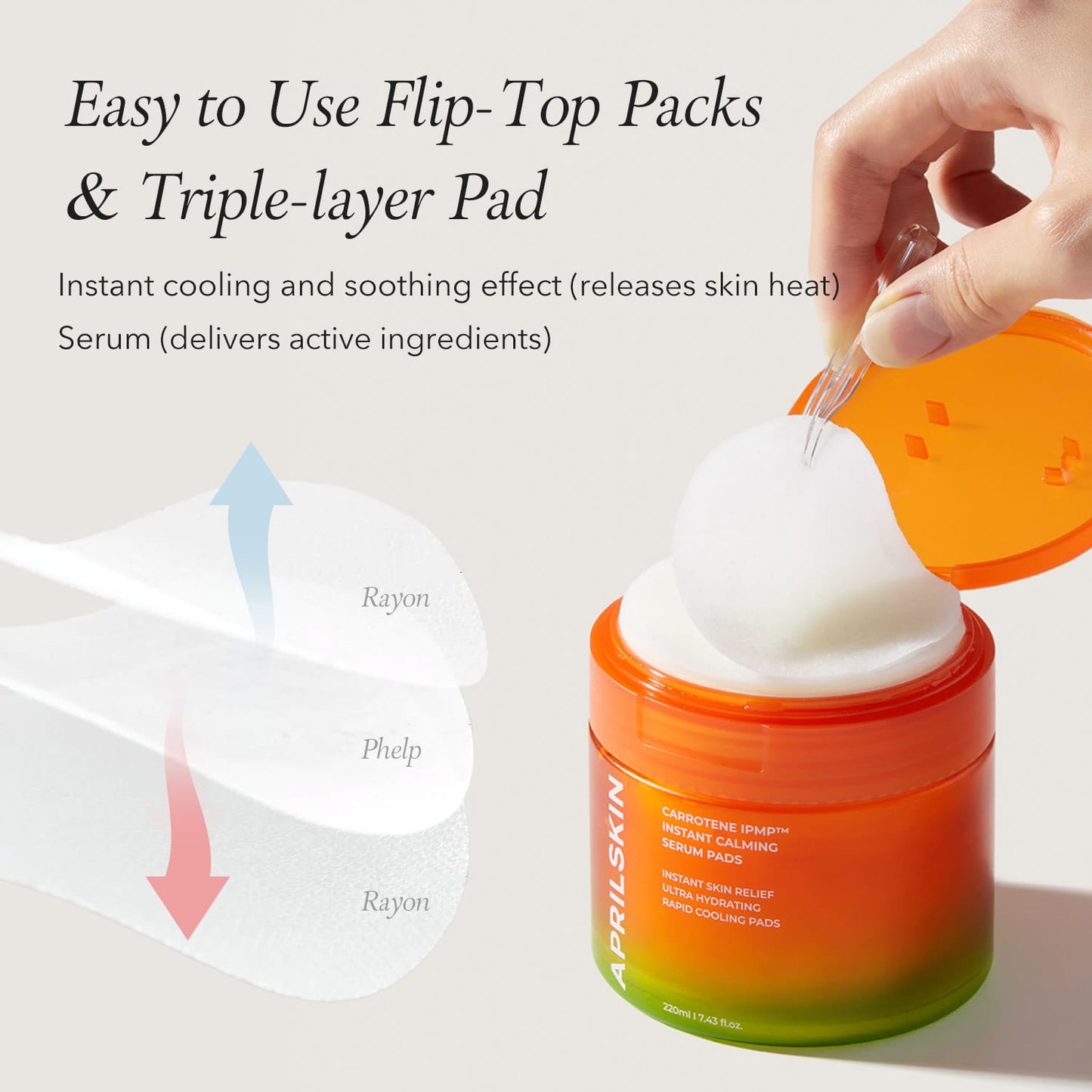 Aprilskin skincare Carrotene IPMP™ Instant Calming Serum Pads