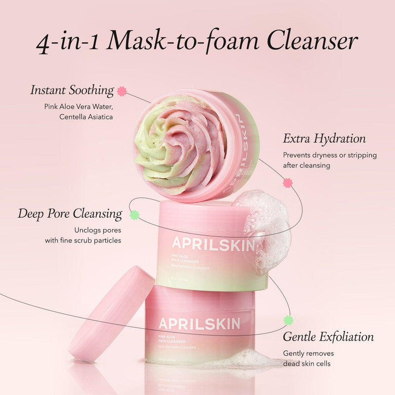 Aprilskin skincare [NEW] Pink Aloe Mask-To-Foam Soothing Cleanser (Acne-friendly)